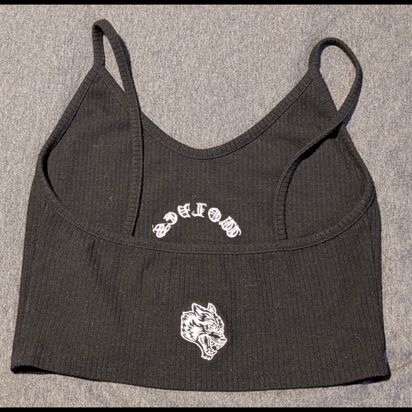 Black Ribbed Crop Top - Picture 3 of 5